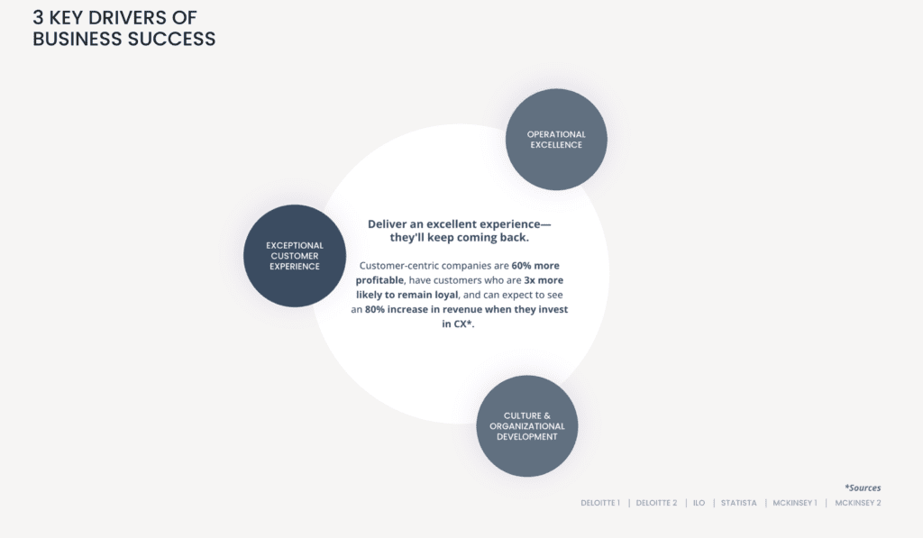 Interactive Circle with 3 elements - Culture/Organizational Development, Exceptional Customer Experience, and Operational Excellence